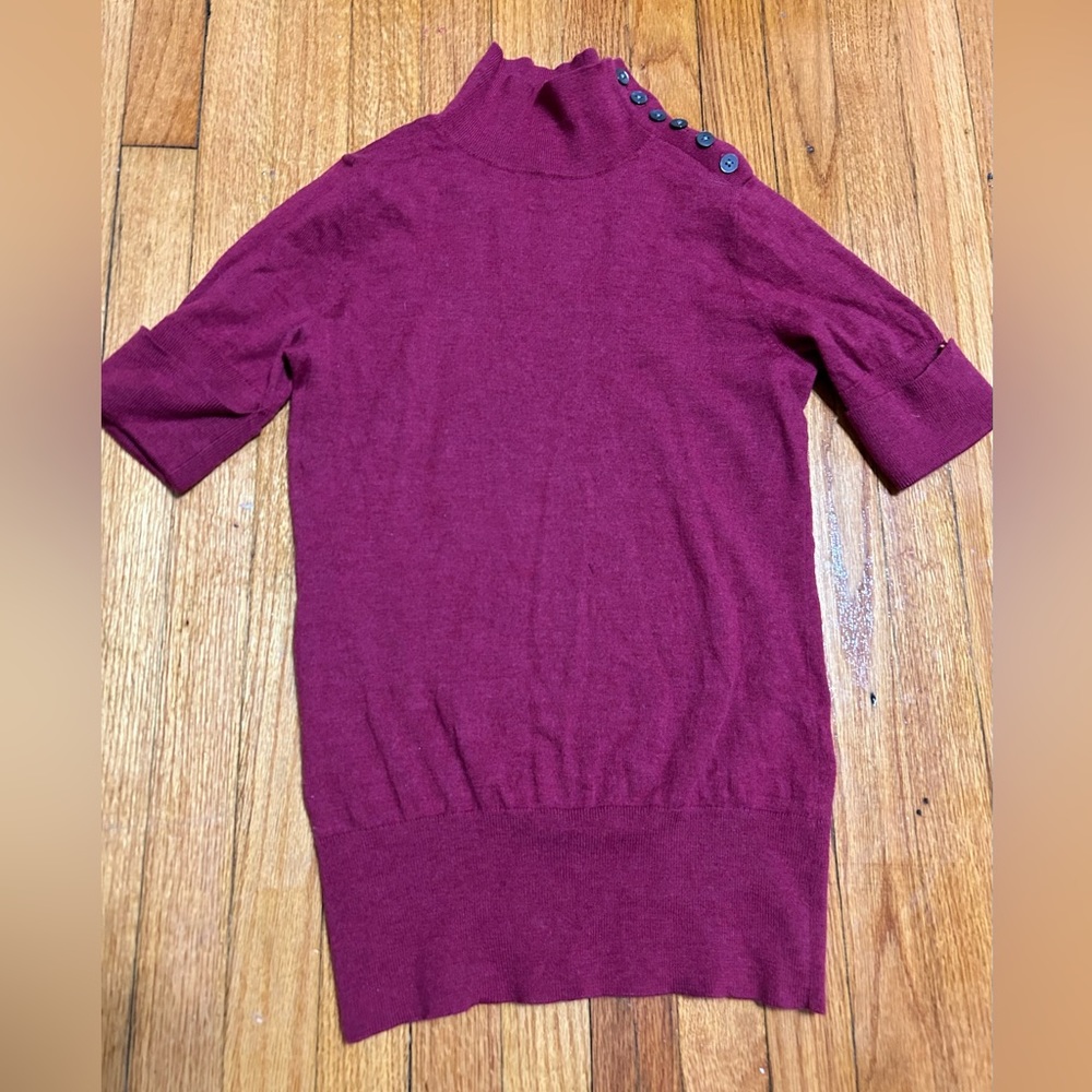BANANA REPUBLIC Italian Fine Merino Wool Maroon Mock Neck Sweater Top Size Med
